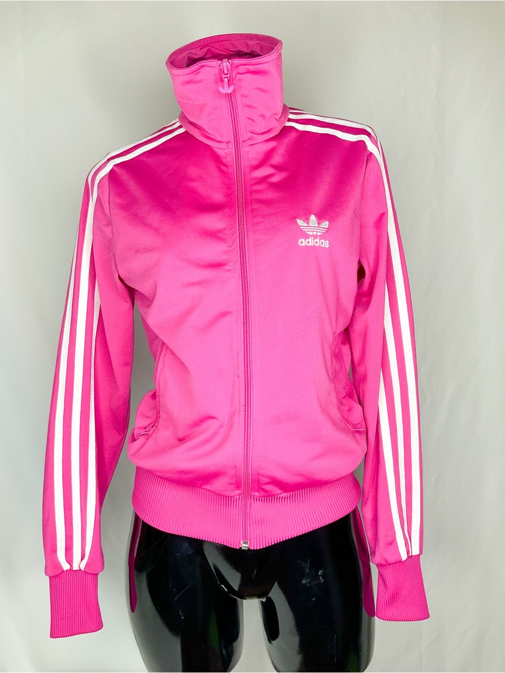 ADIDAS Pink Track Jacket with White Stripes